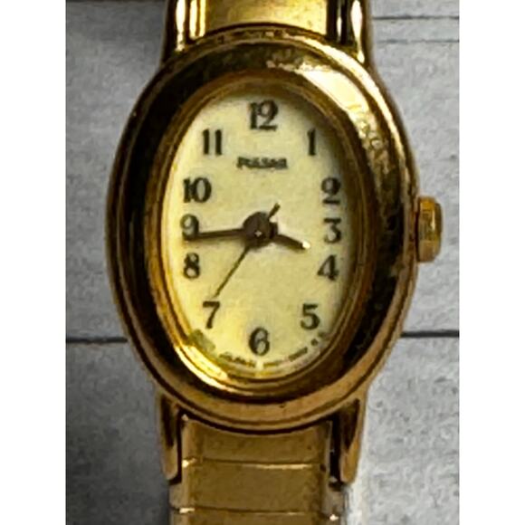 Pulsar Watch Womens Stainless Gold Steel Stretch Water Resist Luminescent Quartz - Picture 2 of 5